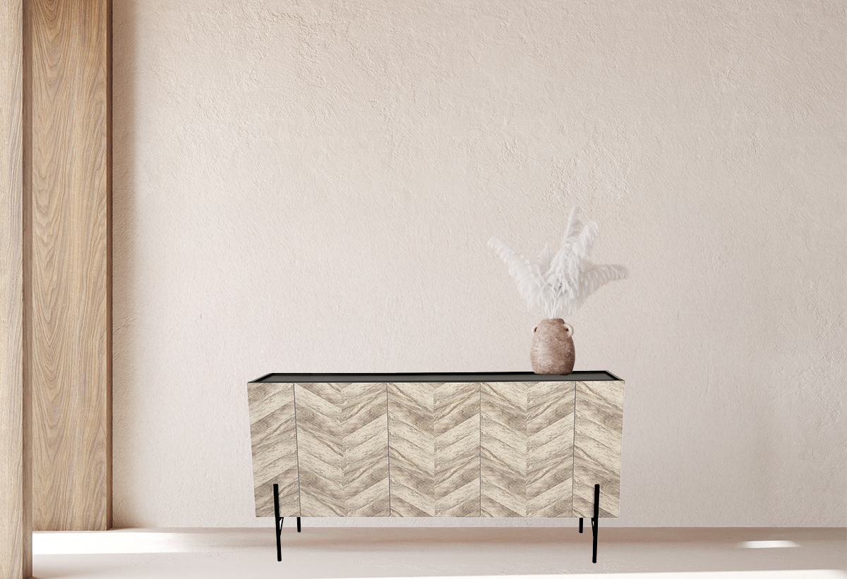 Απεικονίζεται ο μπουφές σε έναν χώρο σαλονιού